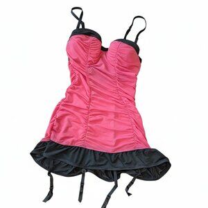 La Senza Pink Ruched Lingerie Chemise Garter Dress NWT Small